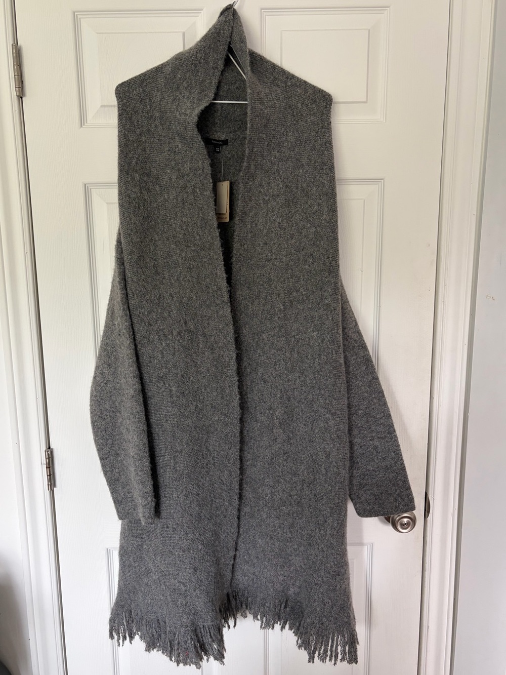 RW&CO. Gray Open-Front Fringe Cardigan
